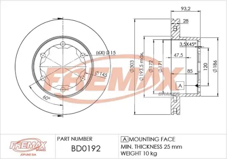 Диск тормозной FREMAX BD0192