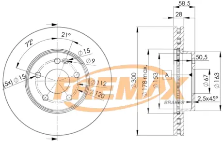 Диск тормозной передний Fremax BD-0415 FREMAX BD0415