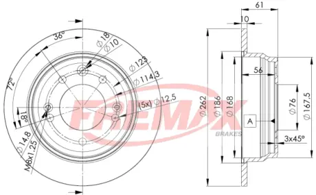 Диск тормозной задний Fremax BD-0581 FREMAX BD0581