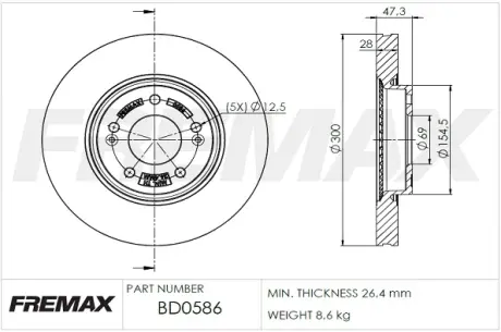 Диск тормозной передний Fremax BD-0586 FREMAX BD0586