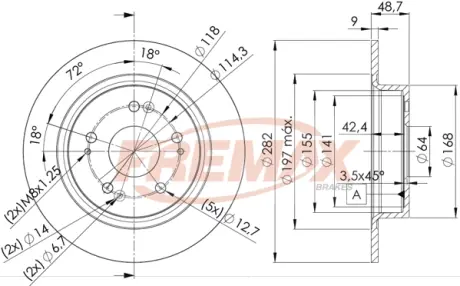 Диск тормозной задний Fremax BD-1258 FREMAX BD1258
