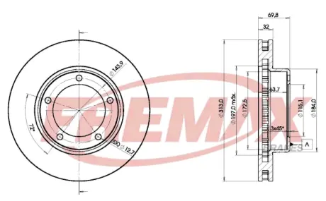 Диск тормозной передний Fremax BD-1265 FREMAX BD1265