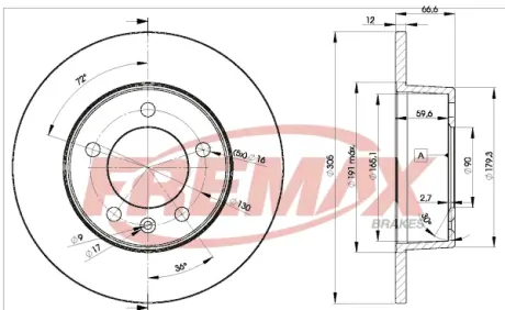 Диск тормозной FREMAX BD1410