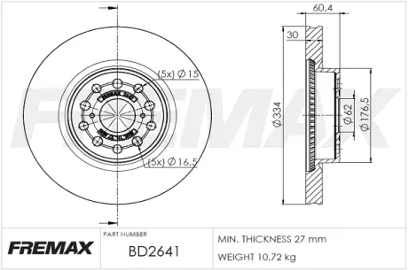Диск тормозной передний Fremax BD-2641 FREMAX BD2641