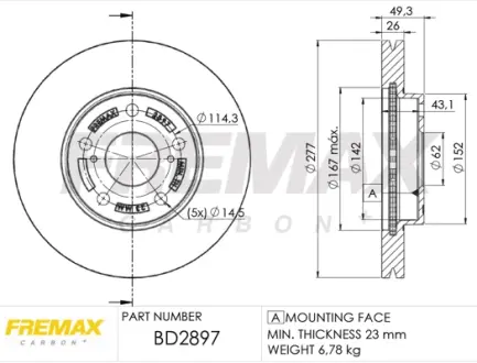 Диск тормозной передний Fremax BD-2897 FREMAX BD2897