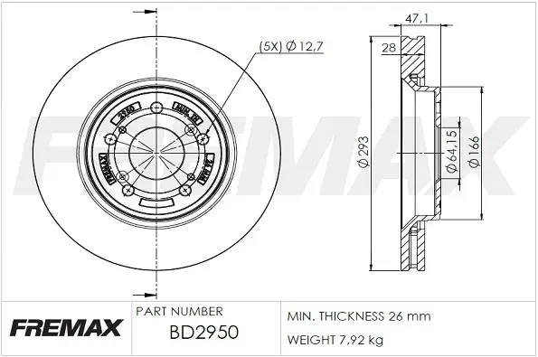 Диск тормозной передний Fremax BD-2950 FREMAX BD2950 (фото 1)