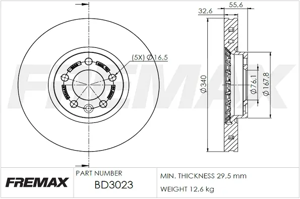 Диск тормозной передний Fremax BD-3023 FREMAX BD3023 (фото 1)