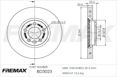 Диск тормозной передний Fremax BD-3023 FREMAX BD3023