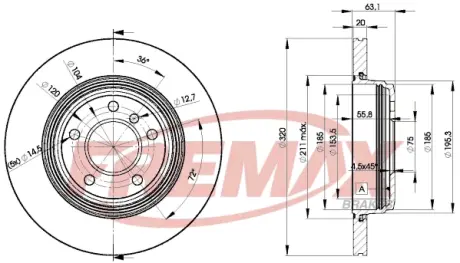 Диск тормозной задний Fremax BD-3215 FREMAX BD3215