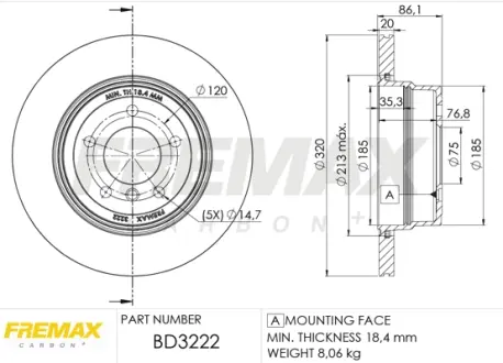 Диск тормозной задний Fremax BD-3222 FREMAX BD3222