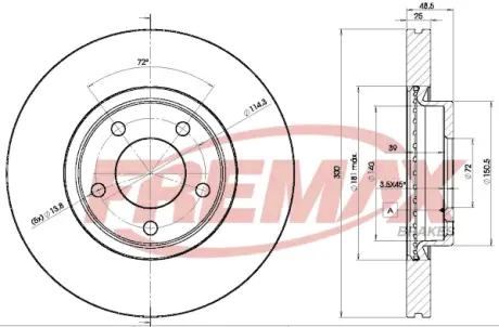 Диск тормозной передний Fremax BD-3273 FREMAX BD3273