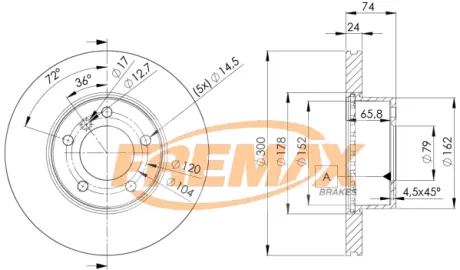 Диск тормозной передний Fremax BD-3405 FREMAX BD3405