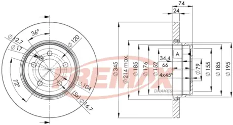 Диск тормозной задний Fremax BD-3409 FREMAX BD3409