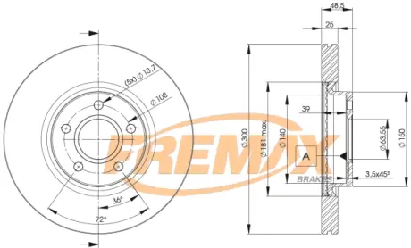 Диск тормозной передний Fremax BD-3937 FREMAX BD3937