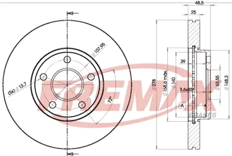 Диск тормозной передний Fremax BD-3963 FREMAX BD3963