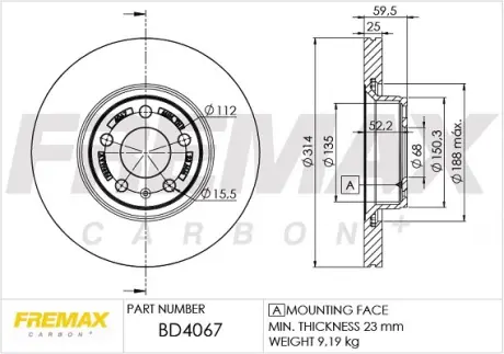 Диск тормозной передний Fremax BD-4067 FREMAX BD4067