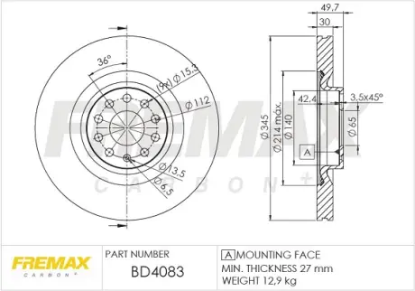 Диск тормозной FREMAX BD4083