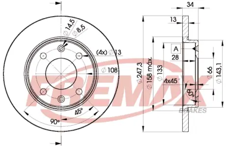 Диск тормозной передний Fremax BD-4298 FREMAX BD4298