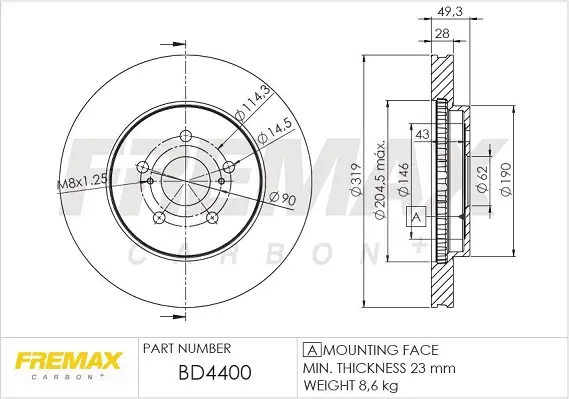 Диск тормозной передний Fremax BD-4400 FREMAX BD4400 (фото 1)