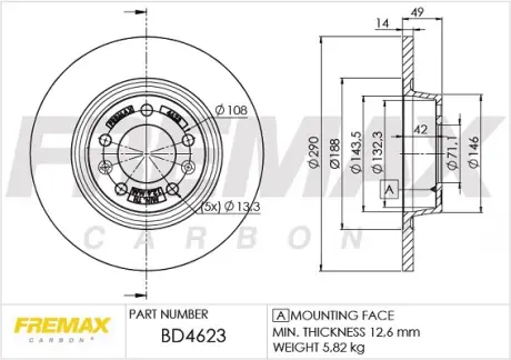Диск тормозной задний Fremax BD-4623 FREMAX BD4623