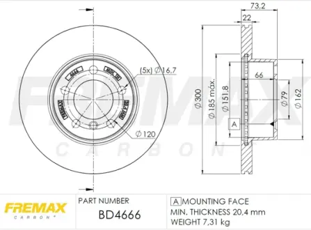 Диск тормозной передний Fremax FREMAX BD4666
