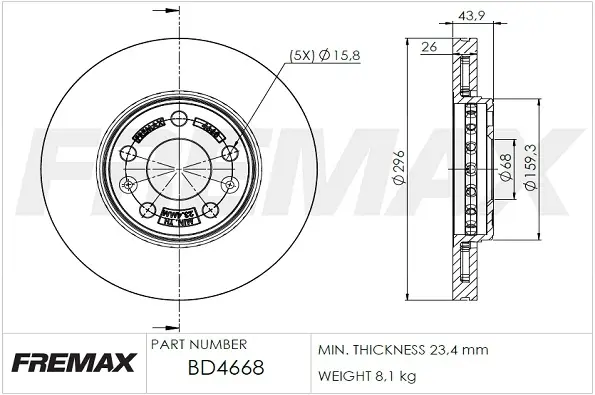 Диск тормозной передний Fremax BD-4668 FREMAX BD4668 (фото 1)
