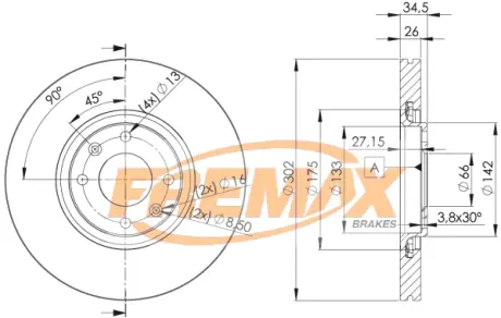 Диск тормозной передний Fremax BD-4698 FREMAX BD4698