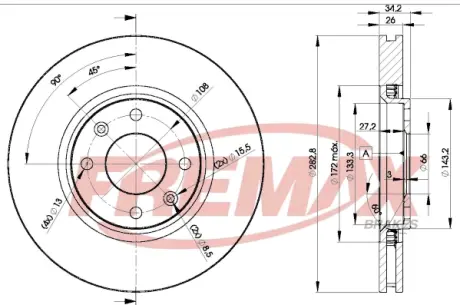Диск тормозной передний Fremax BD-4752 FREMAX BD4752