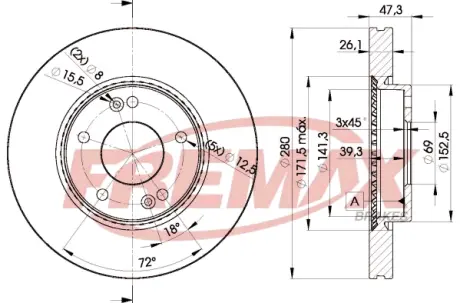 Диск тормозной передний Fremax BD-5171 FREMAX BD5171