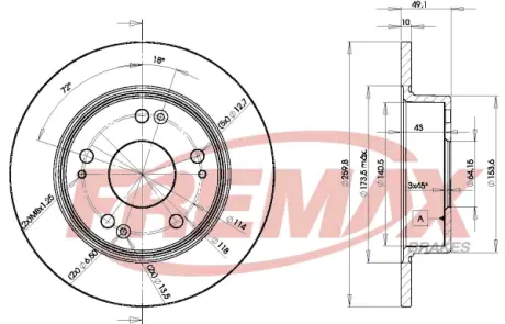 Диск тормозной задний Fremax BD-5252 FREMAX BD5252