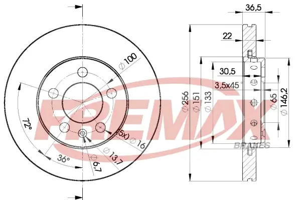 Диск тормозной передний Fremax BD-5602 FREMAX BD5602 (фото 1)