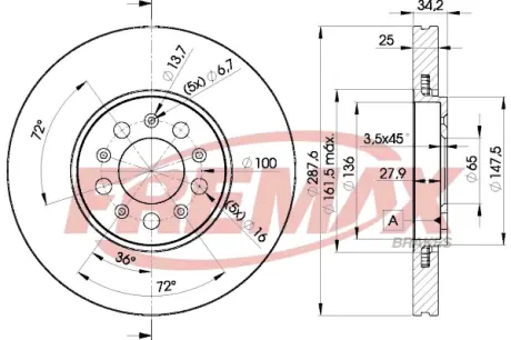 Диск тормозной передний Fremax BD-5604 FREMAX BD5604