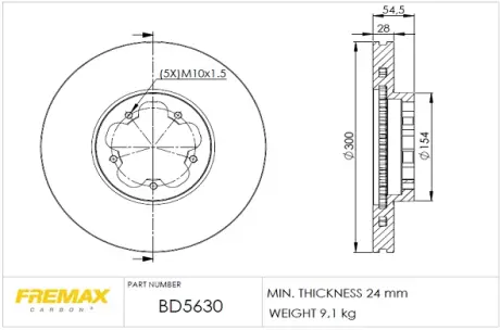 Диск тормозной передний Fremax BD-5630 FREMAX BD5630