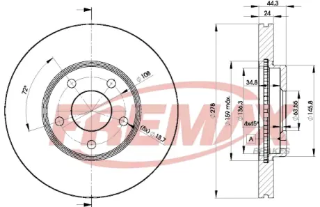 Диск тормозной передний Fremax BD-5980 FREMAX BD5980