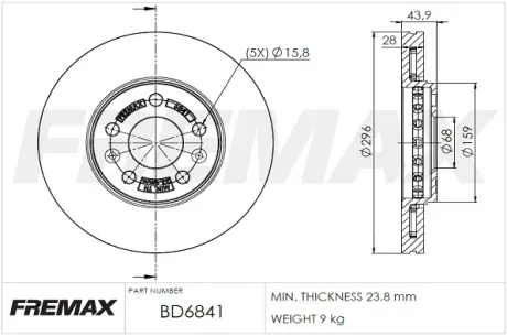 Диск тормозной передний Fremax BD-6841 FREMAX BD6841