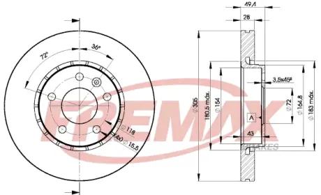 Диск тормозной передний Fremax BD-6845 FREMAX BD6845