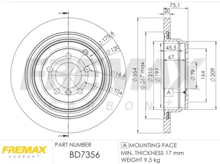 Диск тормозной задний Fremax BD-7356 FREMAX BD7356