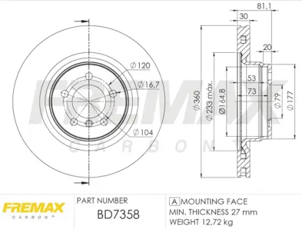 Диск тормозной передний Fremax BD-7358 FREMAX BD7358