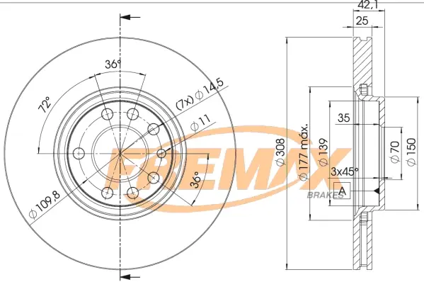 Диск тормозной передний Fremax BD-9061 FREMAX BD9061 (фото 1)