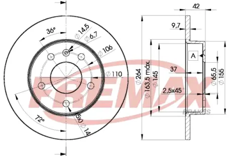 Диск тормозной задний Fremax BD-9110 FREMAX BD9110
