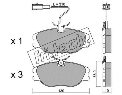 Комплект тормозных колодок, дисковый тормоз FRITECH 0742
