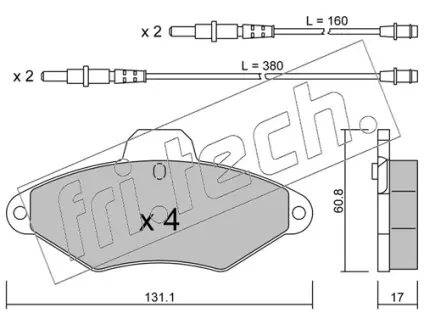 Комплект тормозных колодок, дисковый тормоз FRITECH 1460