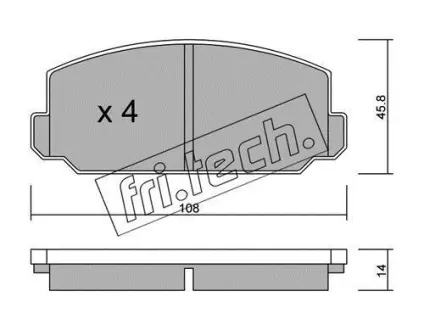 Комплект тормозных колодок, дисковый тормоз FRITECH 4770