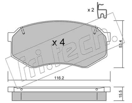 Комплект тормозных колодок, дисковый тормоз FRITECH 4870