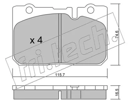 Комплект тормозных колодок, дисковый тормоз FRITECH 7730