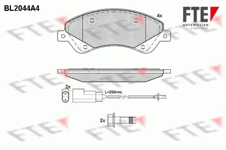 Brake pad set. Колодки гальмівні комплект FTE BL2044A4