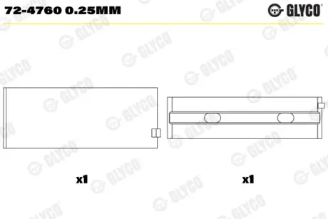 Вкладиші корінні MB GLYCO 72-4760 0.25MM