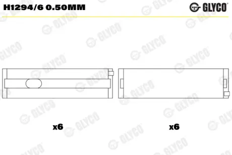 Вкладиші корінні (к-кт) GLYCO H1294/6 0.50MM
