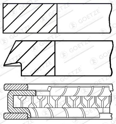 Комплект поршневих кілець OPEL - X18XE, C18XEL,X25XE, C25XE, 82.1mm + 0.5 mm GOETZE 0830770700 (фото 1)