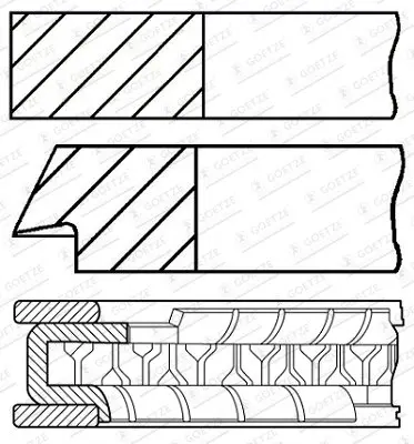 Комплект поршневих кілець BMW - N42B18, N46B18, 84.00mm STD GOETZE 0842980000 (фото 1)
